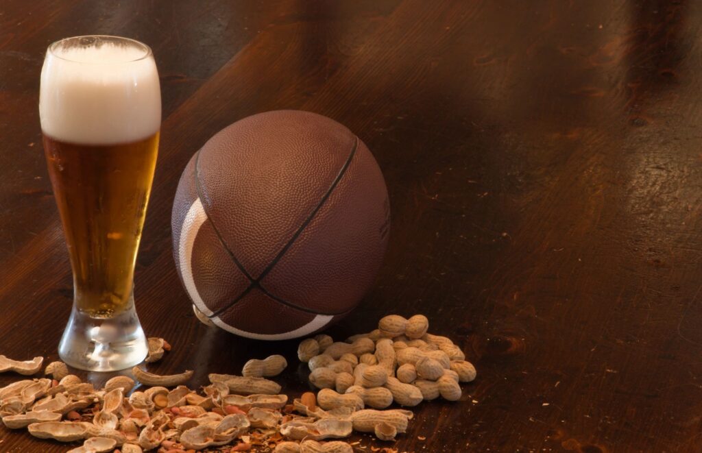 Football beer and peanuts