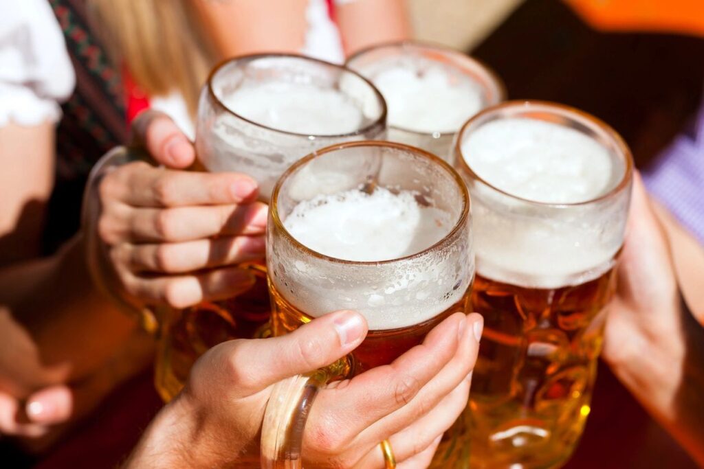 Four Beer Mugs at Oktoberfest