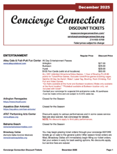 December 2025 Concierge Connection Discount List