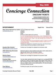 Concierge Connection Discount List - May 2026