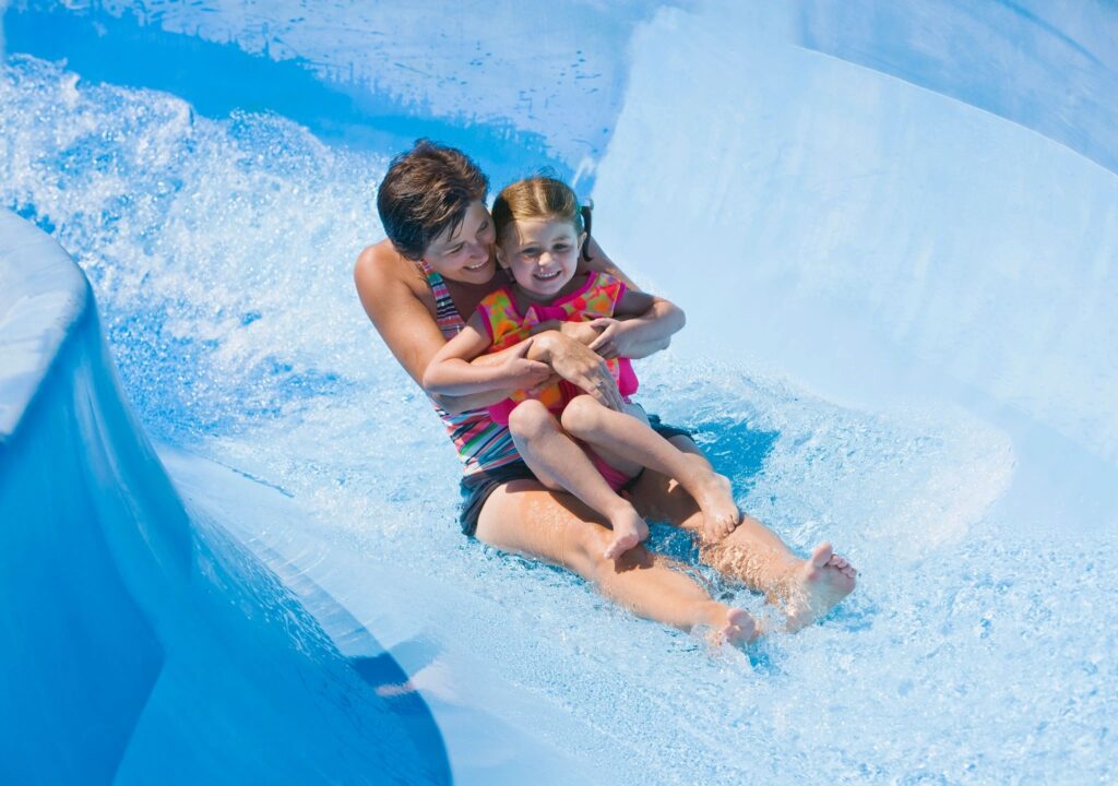Father and daughter at water park