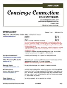June 2026 Concierge Connection Discount List