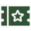 Green ticket icon with a star design.