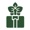 Green gift box with leaf bow icon.
