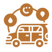 Car with connected symbols above it.