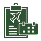Air travel itinerary and calendar icon.
