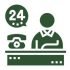 24-hour customer service desk icon.